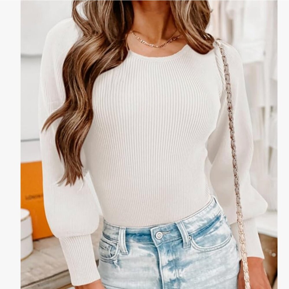 Long Puff Sleeve Sweater Bodysuit